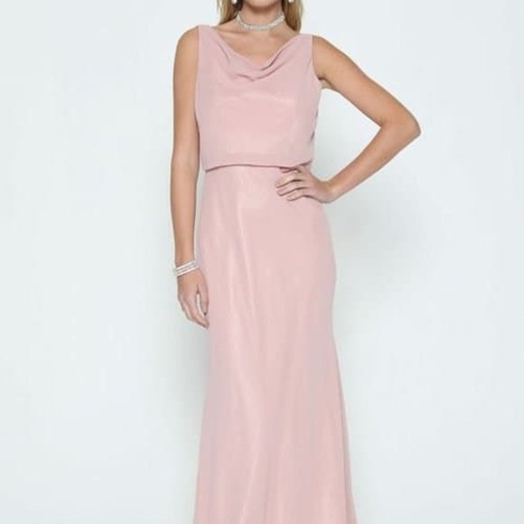 Cowl Neckline Sheath Shape Prom Dress JT670 - Picture 1 of 5